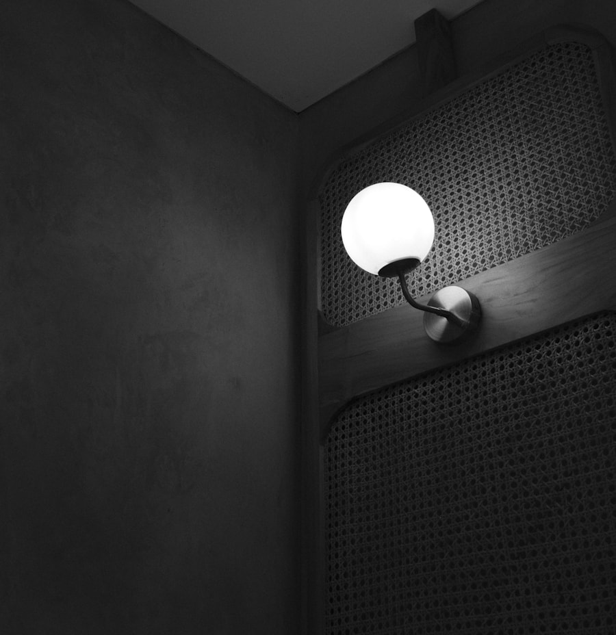 Brass wall light mounted on an interior wall